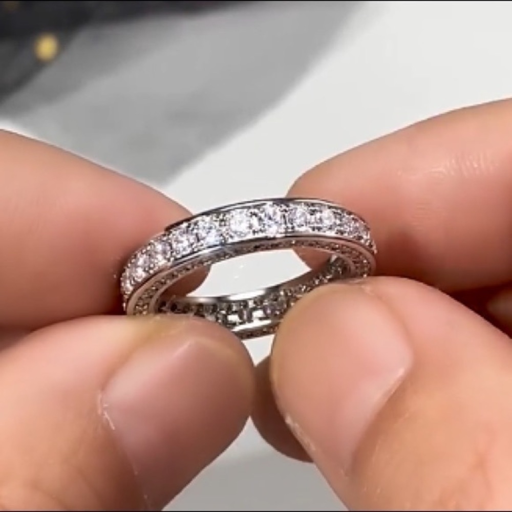 Sterling silver CZ Eternity Wedding Band 6 7 8 9
